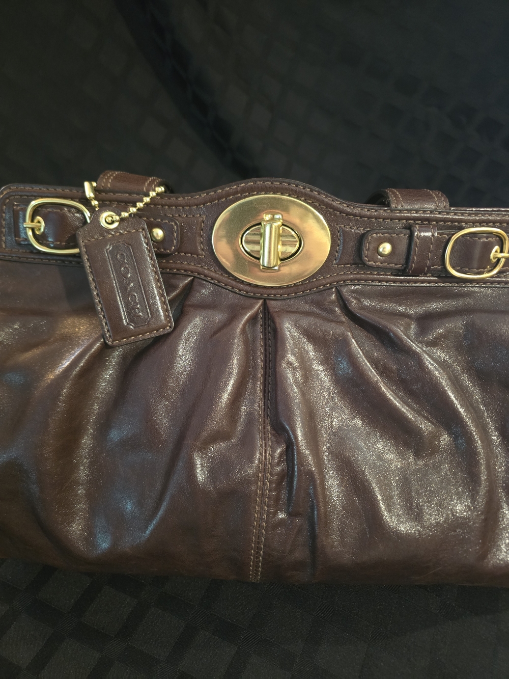 Coach Madison Mahogany Leather Bag w/ Lavender Interior
